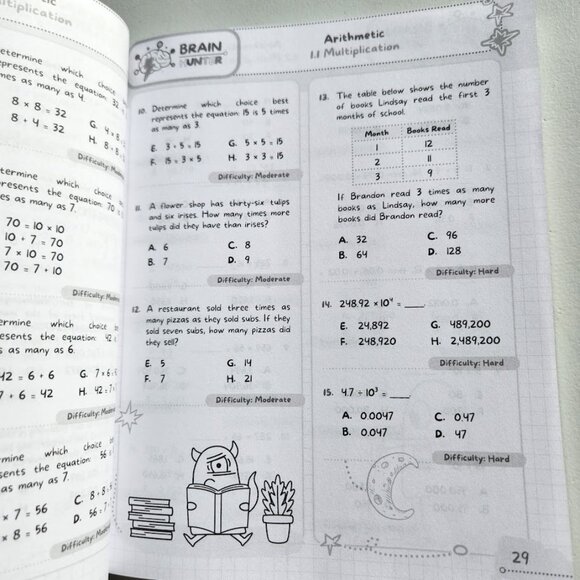 Math Practice Workbook Grade 4-5 1000+ Questions Brain Teaser Addition Algebra G - Picture 10 of 12